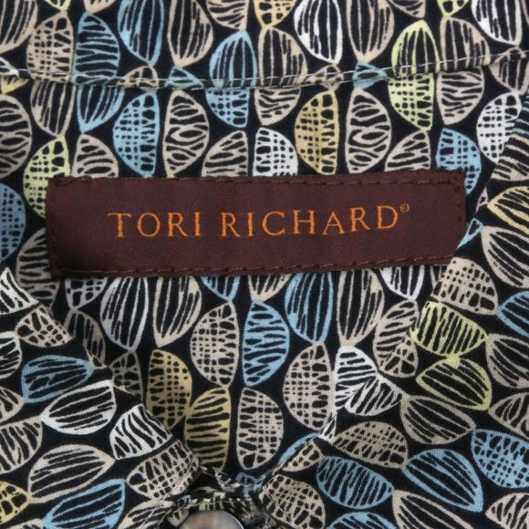 Vintage TORI RICHARD Hawaiian Mens Cotton Lawn Shirt Sea Shell on Black sz L 150 - Picture 4 of 4